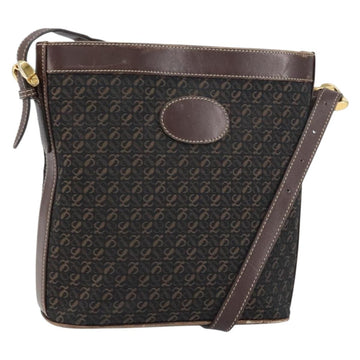 LOEWE anagram Shoulder Bag Nylon Brown Gold Auth 160683