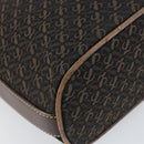 LOEWE anagram Shoulder Bag Nylon Brown Gold Auth 160683-14