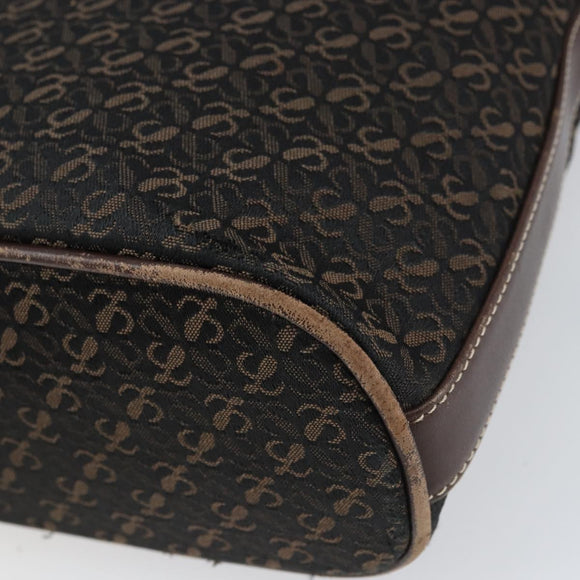LOEWE anagram Shoulder Bag Nylon Brown Gold Auth 160683