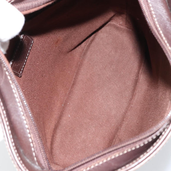 LOEWE anagram Shoulder Bag Nylon Brown Gold Auth 160683