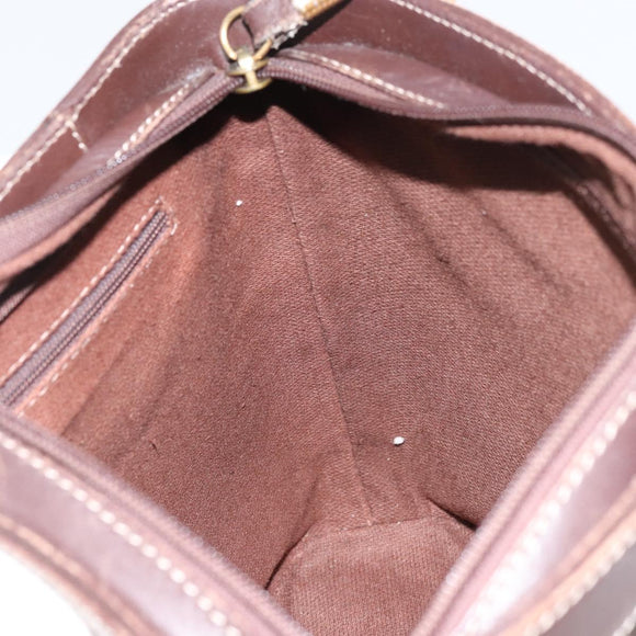 LOEWE anagram Shoulder Bag Nylon Brown Gold Auth 160683