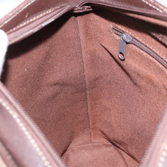 LOEWE anagram Shoulder Bag Nylon Brown Gold Auth 160683