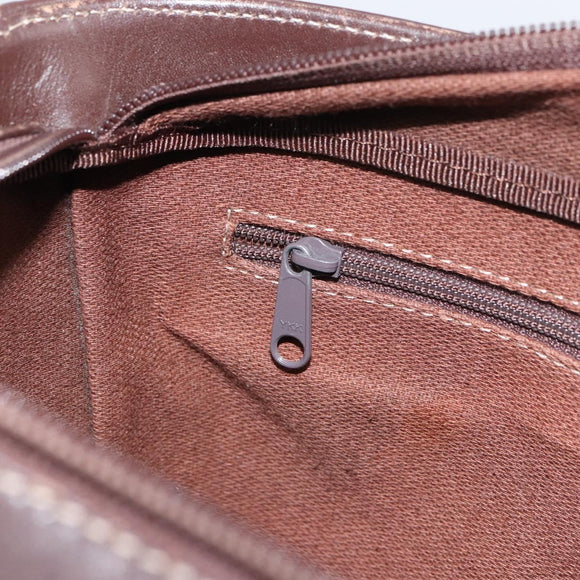 LOEWE anagram Shoulder Bag Nylon Brown Gold Auth 160683