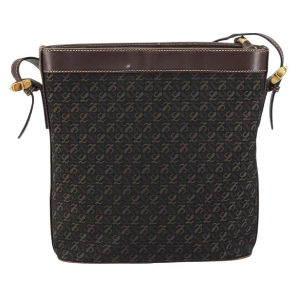 LOEWE anagram Shoulder Bag Nylon Brown Gold Auth 160683