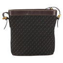 LOEWE anagram Shoulder Bag Nylon Brown Gold Auth 160683-2
