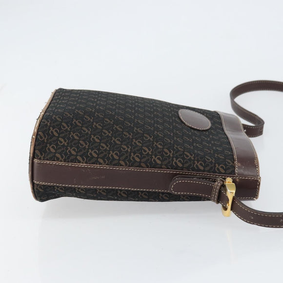 LOEWE anagram Shoulder Bag Nylon Brown Gold Auth 160683