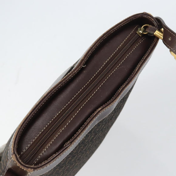 LOEWE anagram Shoulder Bag Nylon Brown Gold Auth 160683