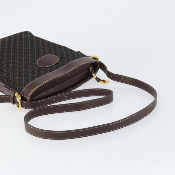 LOEWE anagram Shoulder Bag Nylon Brown Gold Auth 160683