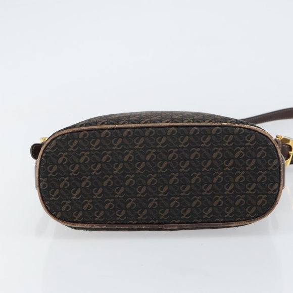 LOEWE anagram Shoulder Bag Nylon Brown Gold Auth 160683