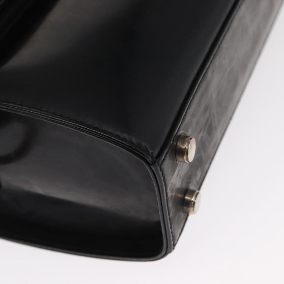 Salvatore Ferragamo Gancini Shoulder Bag Enamel Black Silver Auth 160684