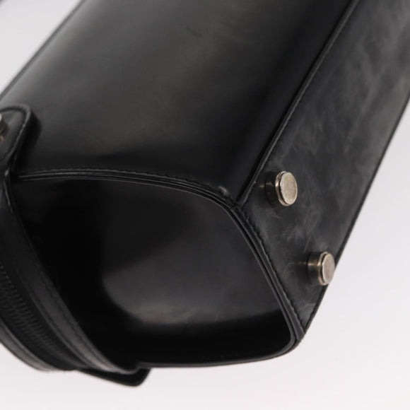 Salvatore Ferragamo Gancini Shoulder Bag Enamel Black Silver Auth 160684