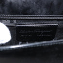 Salvatore Ferragamo Gancini Shoulder Bag Enamel Black Silver Auth 160684-15