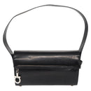 Salvatore Ferragamo Gancini Shoulder Bag Enamel Black Silver Auth 160684-2