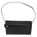 Salvatore Ferragamo Gancini Shoulder Bag Enamel Black Silver Auth 160684-3