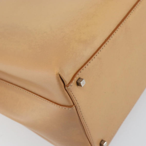 Salvatore Ferragamo Gancini Tote Bag Leather Beige Gold Auth 160685
