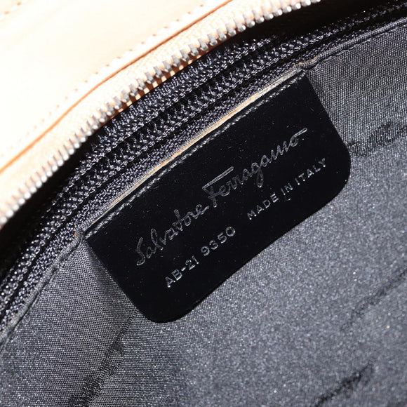 Salvatore Ferragamo Gancini Tote Bag Leather Beige Gold Auth 160685