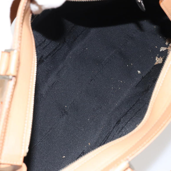 Salvatore Ferragamo Gancini Tote Bag Leather Beige Gold Auth 160685