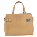 Salvatore Ferragamo Gancini Tote Bag Leather Beige Gold Auth 160685-2
