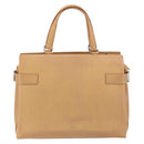 Salvatore Ferragamo Gancini Tote Bag Leather Beige Gold Auth 160685-3