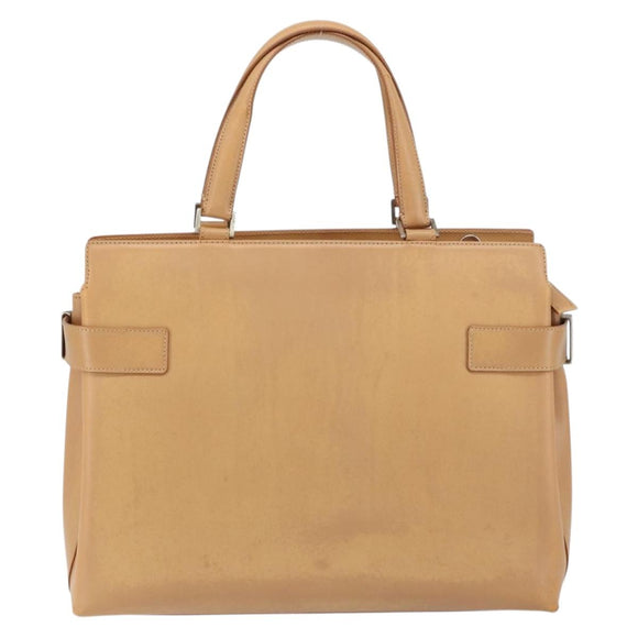 Salvatore Ferragamo Gancini Tote Bag Leather Beige Gold Auth 160685