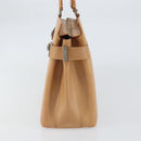 Salvatore Ferragamo Gancini Tote Bag Leather Beige Gold Auth 160685-5