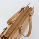Salvatore Ferragamo Gancini Tote Bag Leather Beige Gold Auth 160685-6