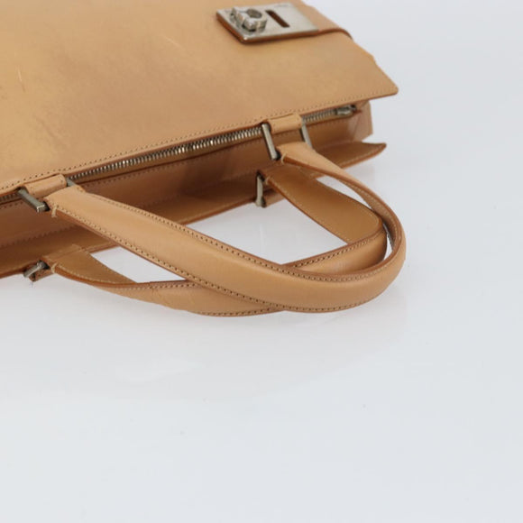 Salvatore Ferragamo Gancini Tote Bag Leather Beige Gold Auth 160685