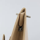 Salvatore Ferragamo Gancini Shoulder Bag Leather Beige Silver Auth 160686-17