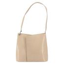 Salvatore Ferragamo Gancini Shoulder Bag Leather Beige Silver Auth 160686-13