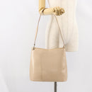 Salvatore Ferragamo Gancini Shoulder Bag Leather Beige Silver Auth 160686-23