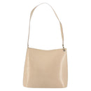 Salvatore Ferragamo Gancini Shoulder Bag Leather Beige Silver Auth 160686-2