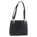 Salvatore Ferragamo Gancini Shoulder Bag Leather Black Gold Auth 160687-1