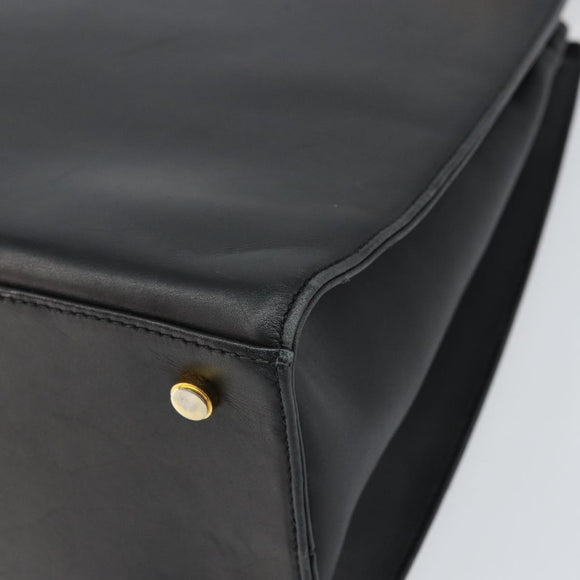 Salvatore Ferragamo Gancini Shoulder Bag Leather Black Gold Auth 160687
