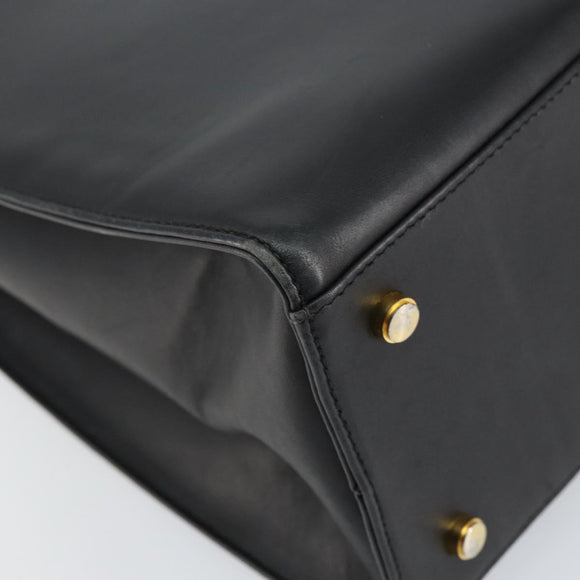 Salvatore Ferragamo Gancini Shoulder Bag Leather Black Gold Auth 160687