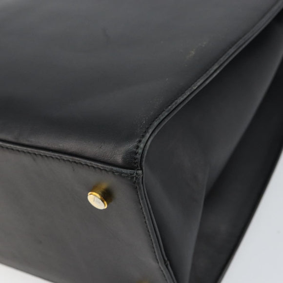 Salvatore Ferragamo Gancini Shoulder Bag Leather Black Gold Auth 160687