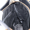 Salvatore Ferragamo Gancini Shoulder Bag Leather Black Gold Auth 160687-18