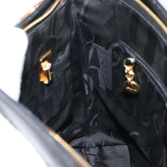 Salvatore Ferragamo Gancini Shoulder Bag Leather Black Gold Auth 160687