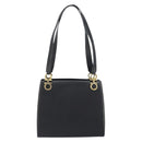 Salvatore Ferragamo Gancini Shoulder Bag Leather Black Gold Auth 160687-3