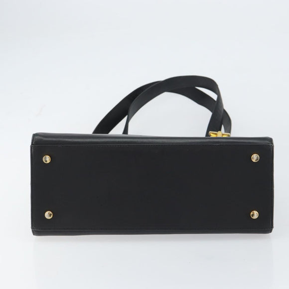 Salvatore Ferragamo Gancini Shoulder Bag Leather Black Gold Auth 160687