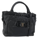 Salvatore Ferragamo Vala Hand Bag Leather 2way Black Auth 160688-1