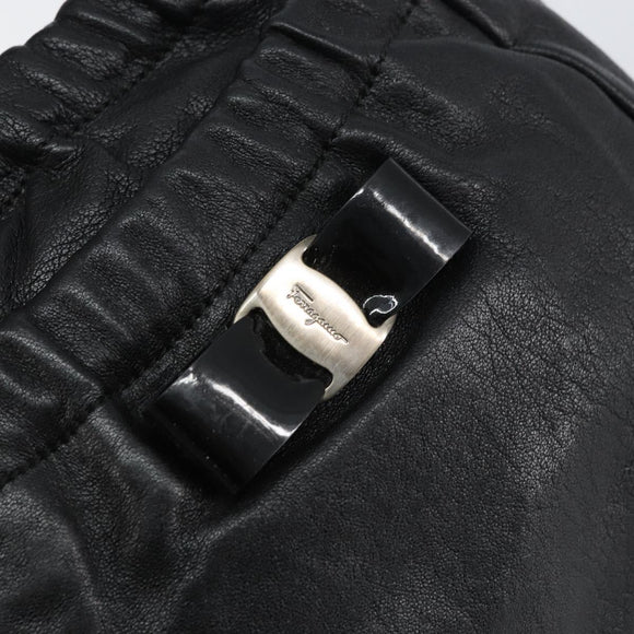 Salvatore Ferragamo Vala Hand Bag Leather 2way Black Auth 160688