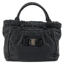 Salvatore Ferragamo Vala Hand Bag Leather 2way Black Auth 160688-13