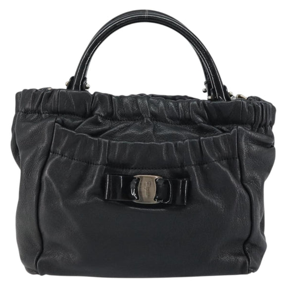 Salvatore Ferragamo Vala Hand Bag Leather 2way Black Auth 160688