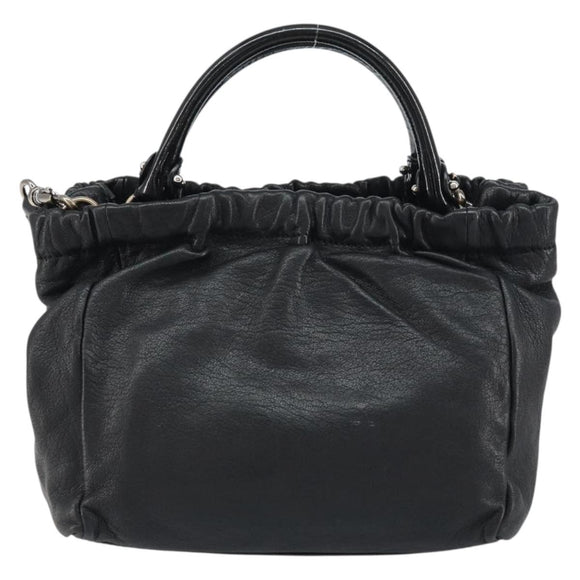Salvatore Ferragamo Vala Hand Bag Leather 2way Black Auth 160688