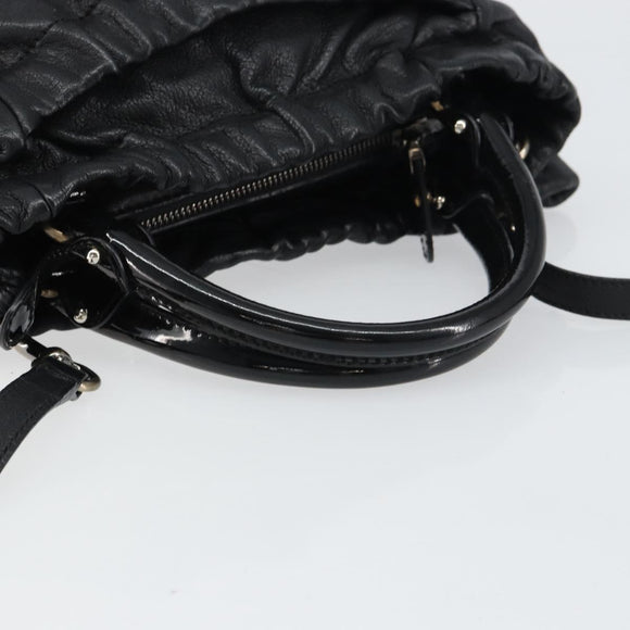 Salvatore Ferragamo Vala Hand Bag Leather 2way Black Auth 160688