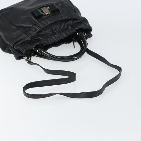 Salvatore Ferragamo Vala Hand Bag Leather 2way Black Auth 160688