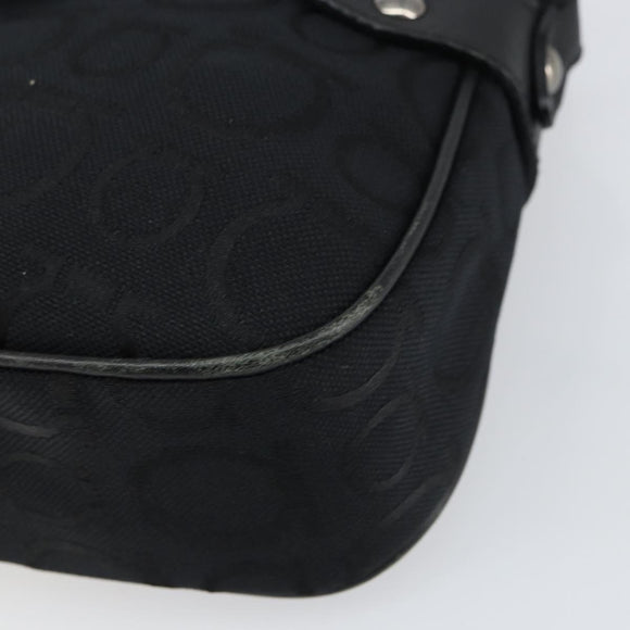 Salvatore Ferragamo Gancini Shoulder Bag Canvas Black Auth 160690A