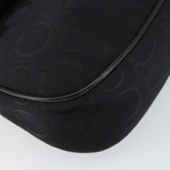 Salvatore Ferragamo Gancini Shoulder Bag Canvas Black Auth 160690A
