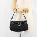 Salvatore Ferragamo Gancini Shoulder Bag Canvas Black Auth 160690A-20