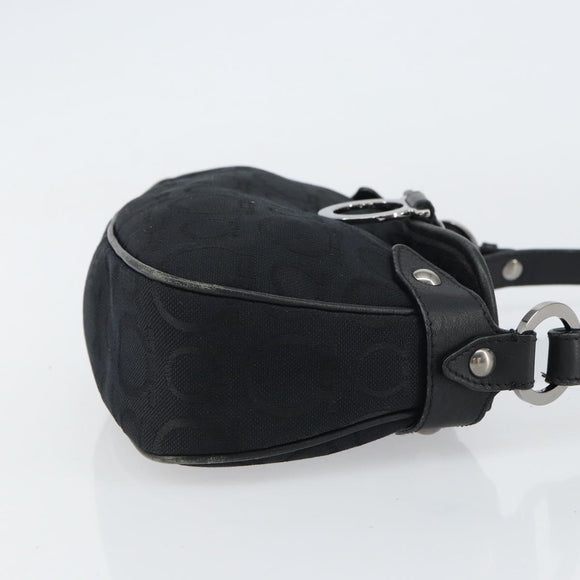 Salvatore Ferragamo Gancini Shoulder Bag Canvas Black Auth 160690A